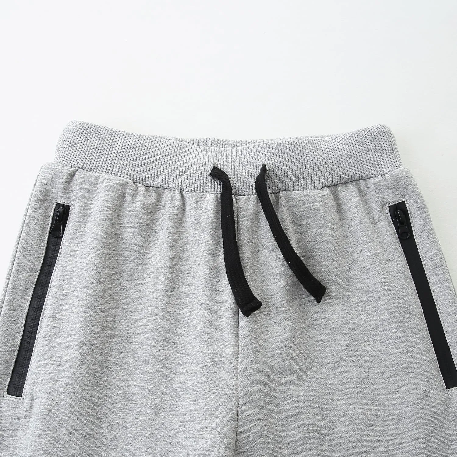 Boy's Cotton Crinched Hem Jogger Sweatpant Pants with Zipper Pockets and Funtional Drawstring Size 4-20