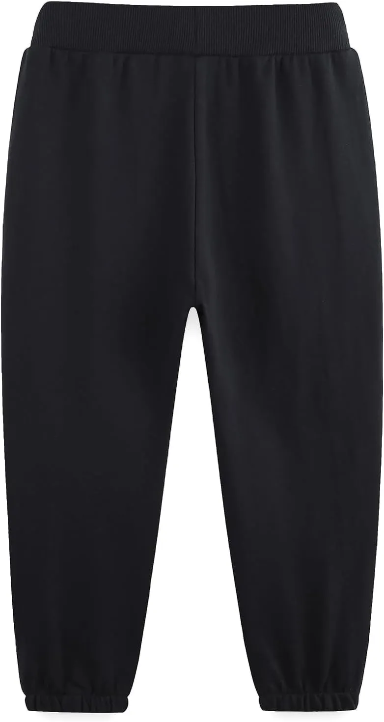 Boy's Cotton Crinched Hem Jogger Sweatpant Pants with Zipper Pockets and Funtional Drawstring Size 4-20