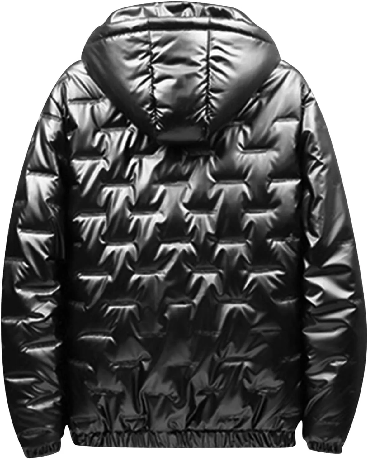 Bubble Jacket for Men Waterproof Shiny Reflective Down Coat Lightweight Packable Winter Thicken Puffer Jacket With Hood