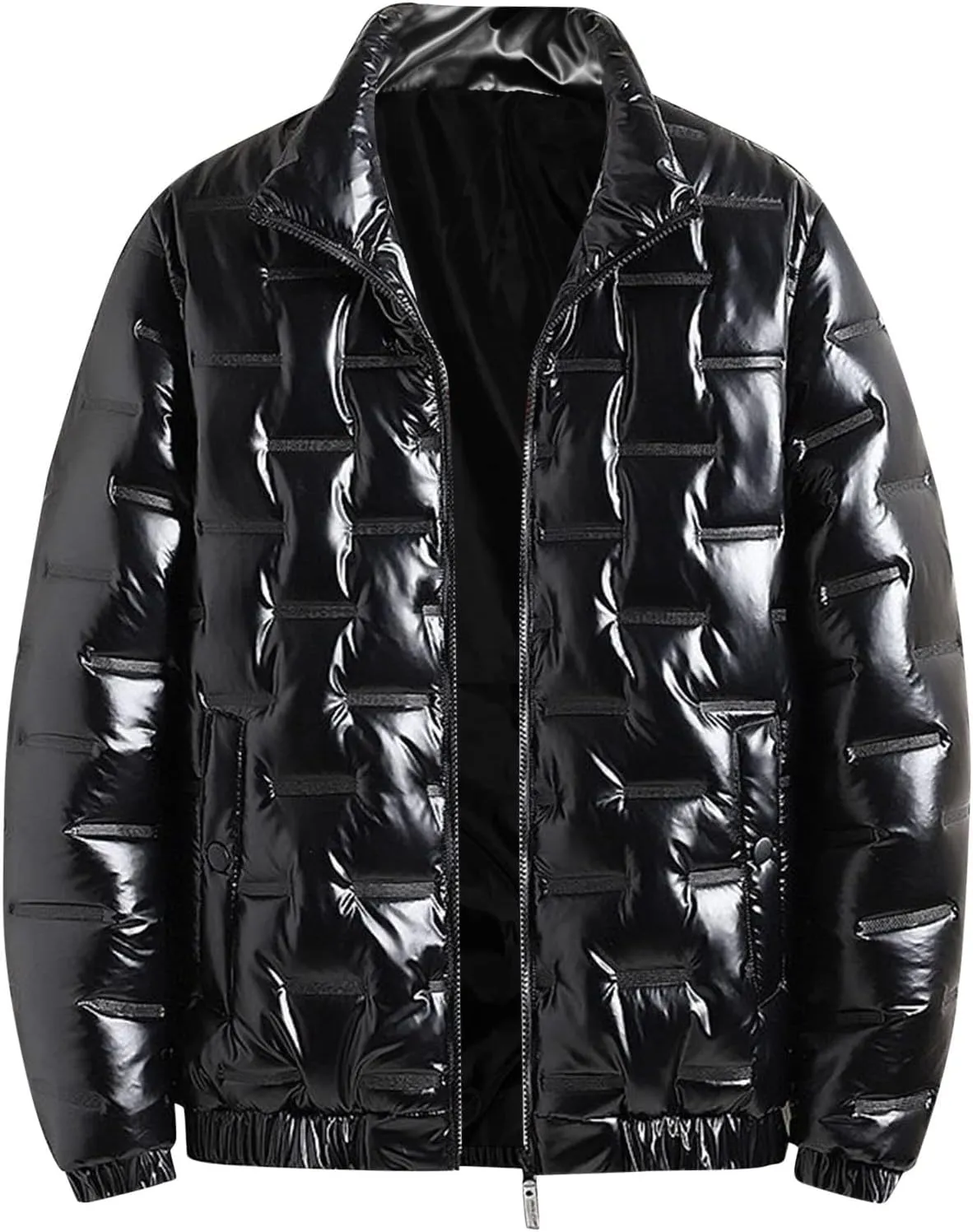 Bubble Jacket for Men Waterproof Shiny Reflective Down Coat Lightweight Packable Winter Thicken Puffer Jacket With Hood