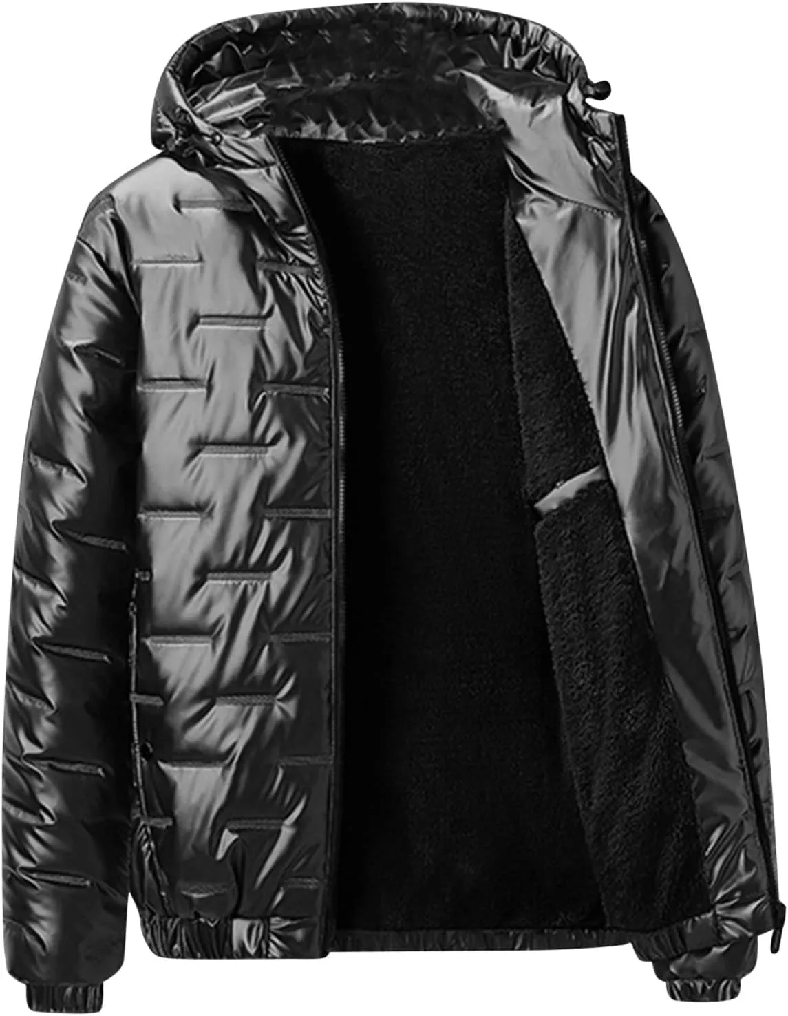 Bubble Jacket for Men Waterproof Shiny Reflective Down Coat Lightweight Packable Winter Thicken Puffer Jacket With Hood