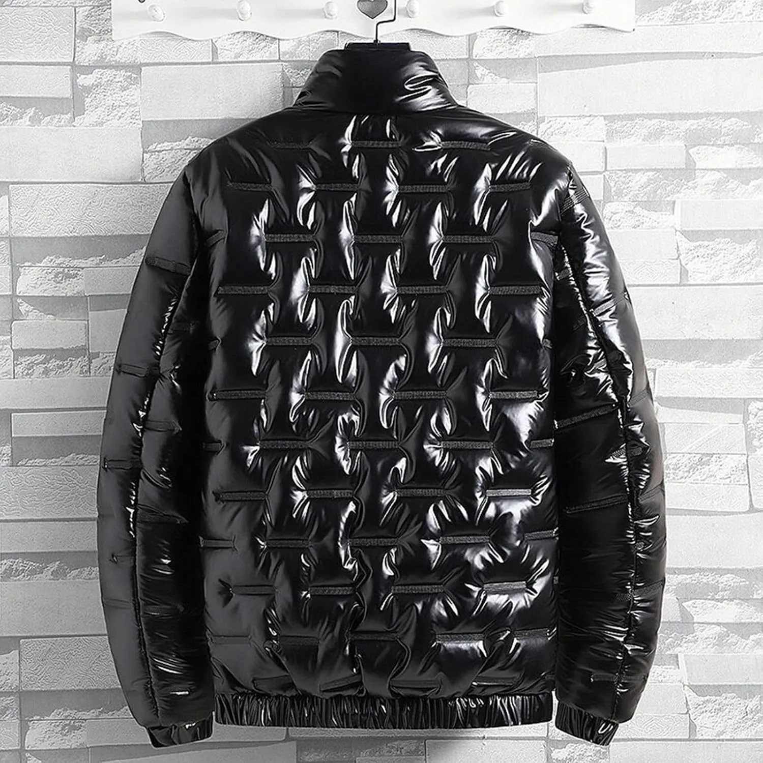 Bubble Jacket for Men Waterproof Shiny Reflective Down Coat Lightweight Packable Winter Thicken Puffer Jacket With Hood
