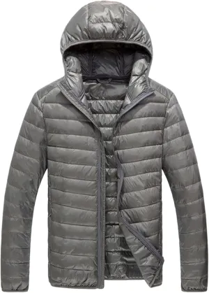 Bubble Jacket For Men With Hood Light Padded Packable Puffer Jacket Hooded Zip Up Lightweight Quilted Down Coat