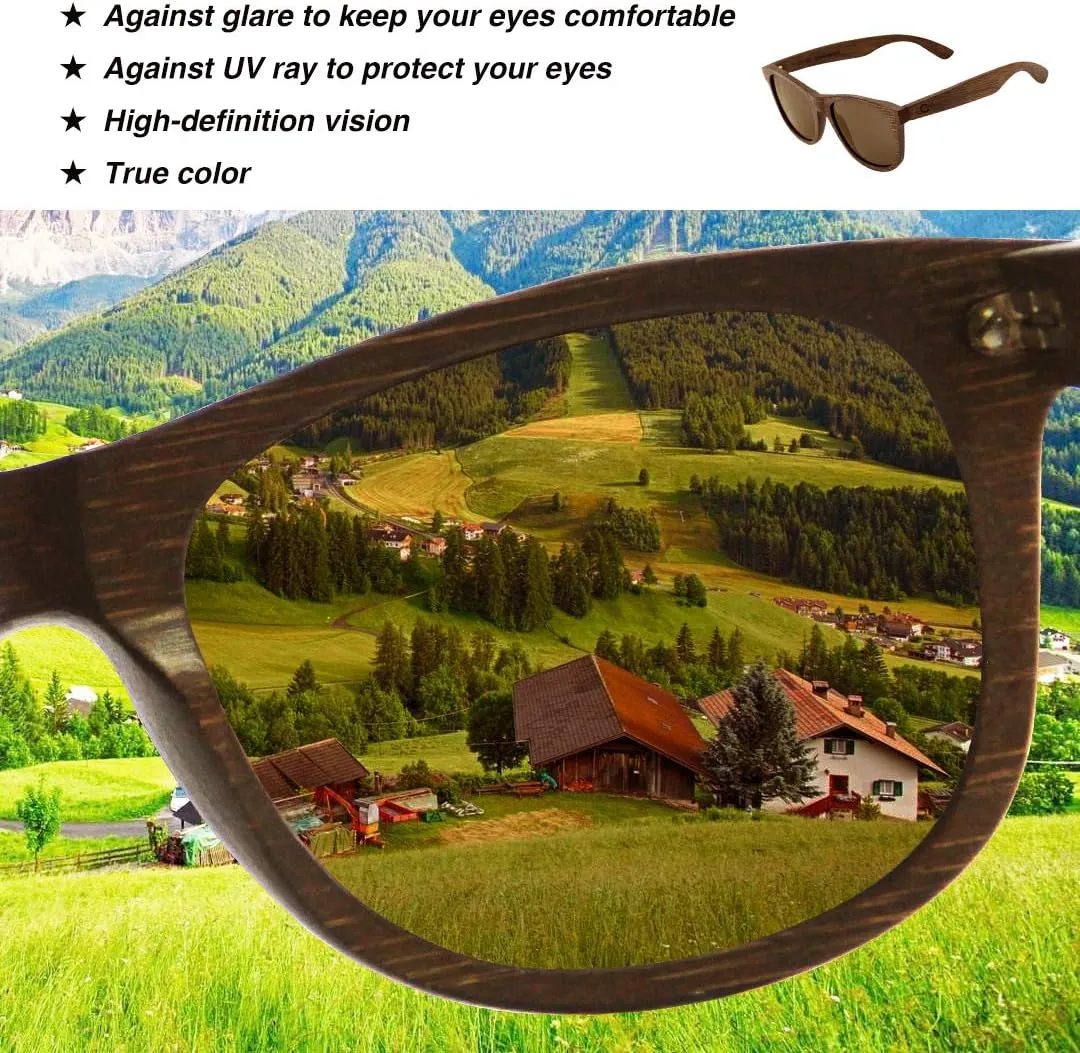 C3 Handmade Natural Bamboo polarized lens Sunglasses for Men and Women for Traveling Driving and Gift