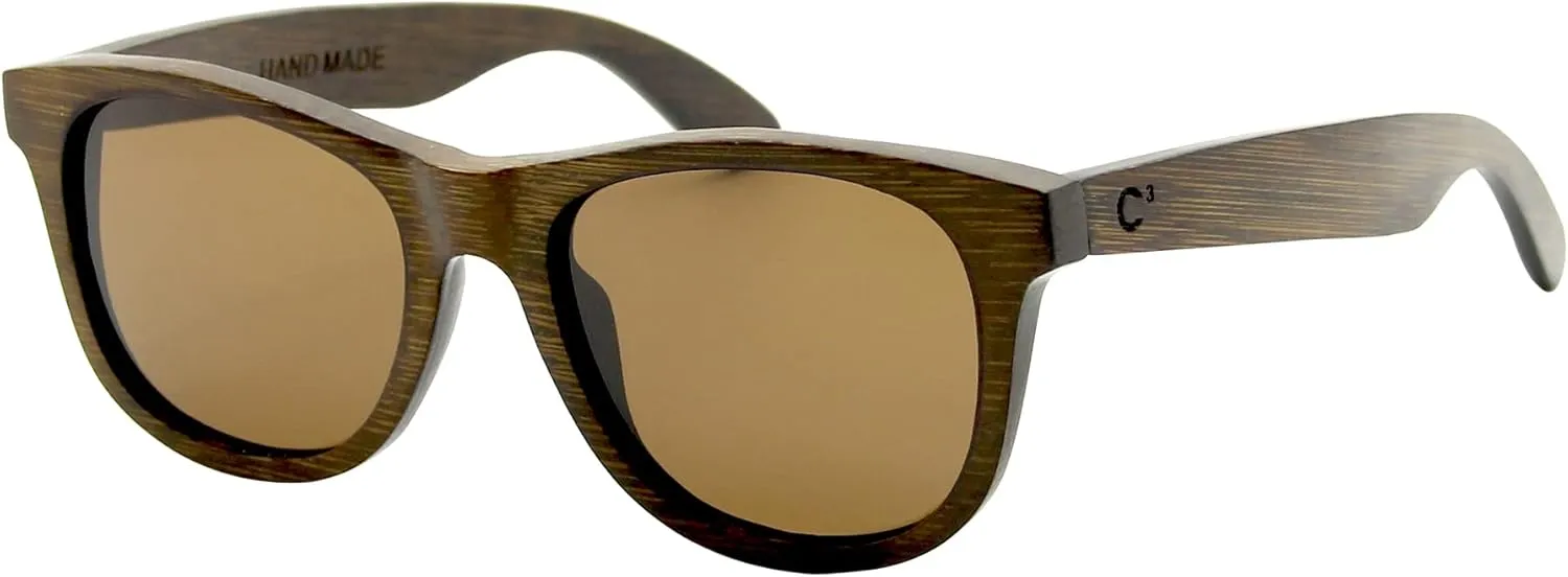 C3 Handmade Natural Bamboo polarized lens Sunglasses for Men and Women for Traveling Driving and Gift