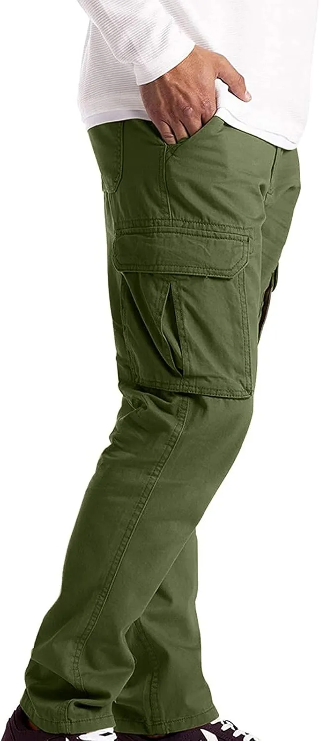 Cargo Pants for Men Relaxed Fit Golf Track Pant 2023 Men's Heavyweight Cargo Fleece Sweatpants Stretch Elastic Waist