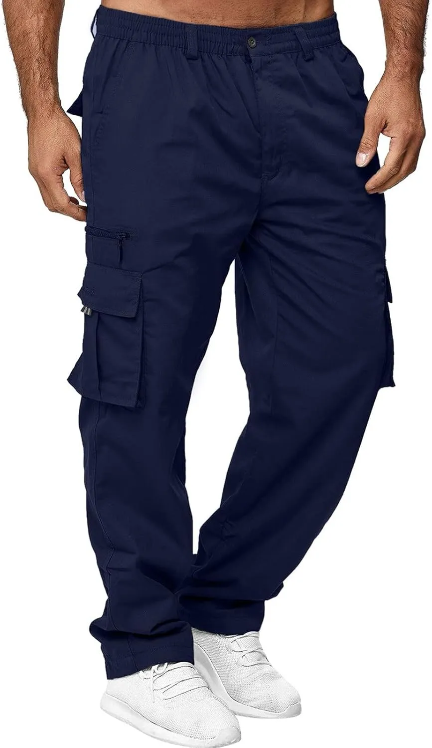 Cargo Pants for Men Relaxed Fit Jogger Sweatpants Motocross Dirt Bike Jogger Elastic Waist Pajama Pants with Pockets
