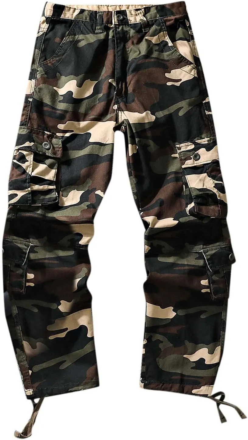 Cargo Pants for Men Relaxed Fit Men Men's Pro-Active Performance Fleece Cargo Sweatpants Relax Fit Bungee Cord Open