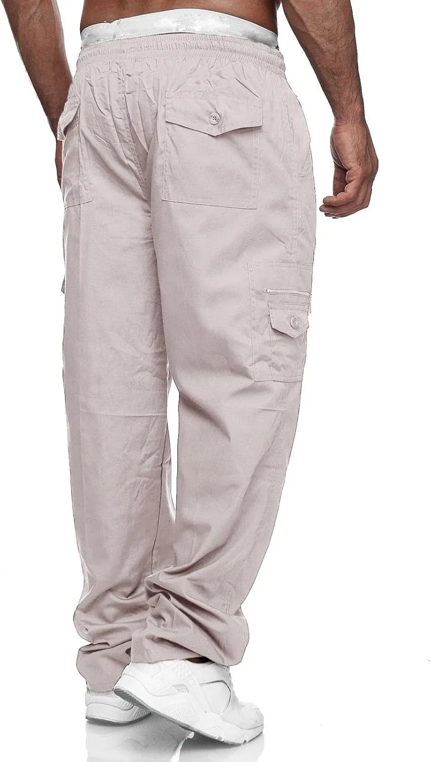 Cargo Pants for Men Relaxed Fit Mens Cargo Pants Casual Jogger Drawstring Workout Running Cargo Pants for Men Trouser