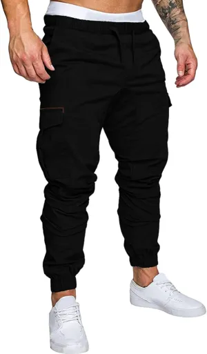 Cargo Pants for Men Relaxed Fit Mens Cargo Pants Sweatpants with Zipper Pockets Workout Cycling Gym Pants Men Joggers