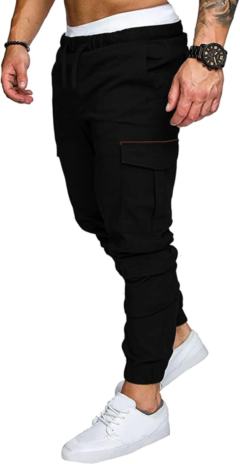 Cargo Pants for Men Relaxed Fit Mens Cargo Pants Sweatpants with Zipper Pockets Workout Cycling Gym Pants Men Joggers