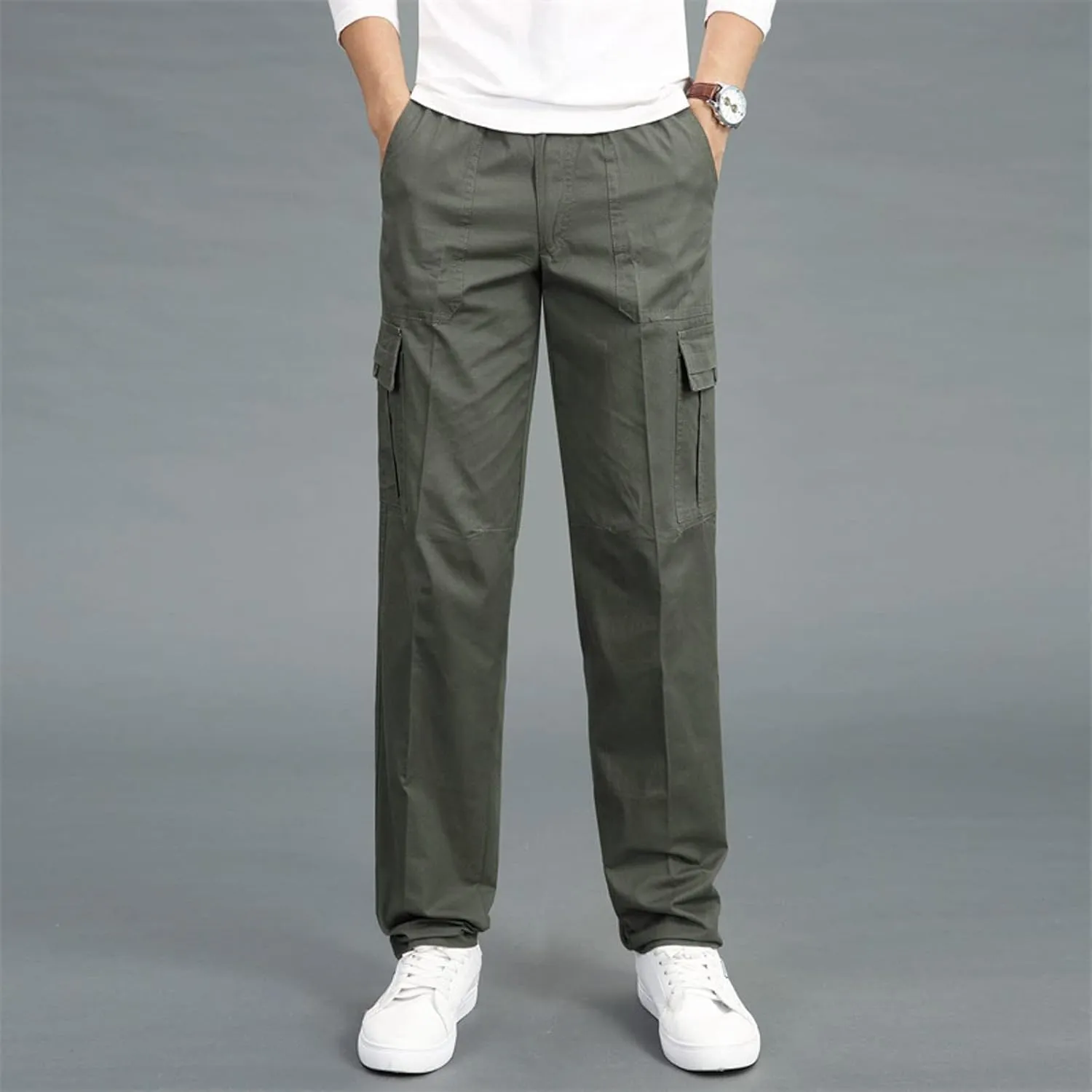 Cargo Pants for Men Relaxed Fit Open Bottom Workout Joggers Pants for Sports Jogging Training Gym Running Mens Autumn