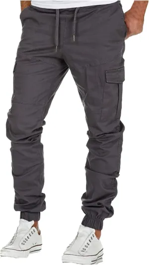 Cargo Sweatpants for Men Mens Lounge Pants Men's Fleece Lined Cargo Sweatpants Open Bottom Straight Leg Casual Loose