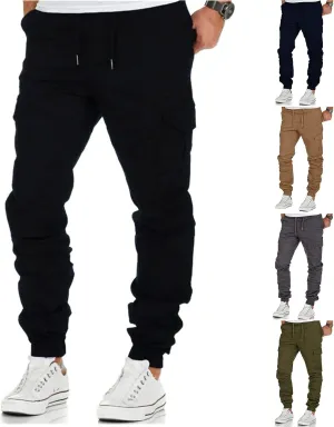 Cargo Sweatpants for Men Mens Lounge Pants Men's Fleece Lined Cargo Sweatpants Open Bottom Straight Leg Casual Loose