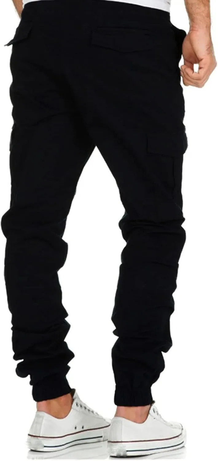 Cargo Sweatpants for Men Mens Lounge Pants Men's Fleece Lined Cargo Sweatpants Open Bottom Straight Leg Casual Loose