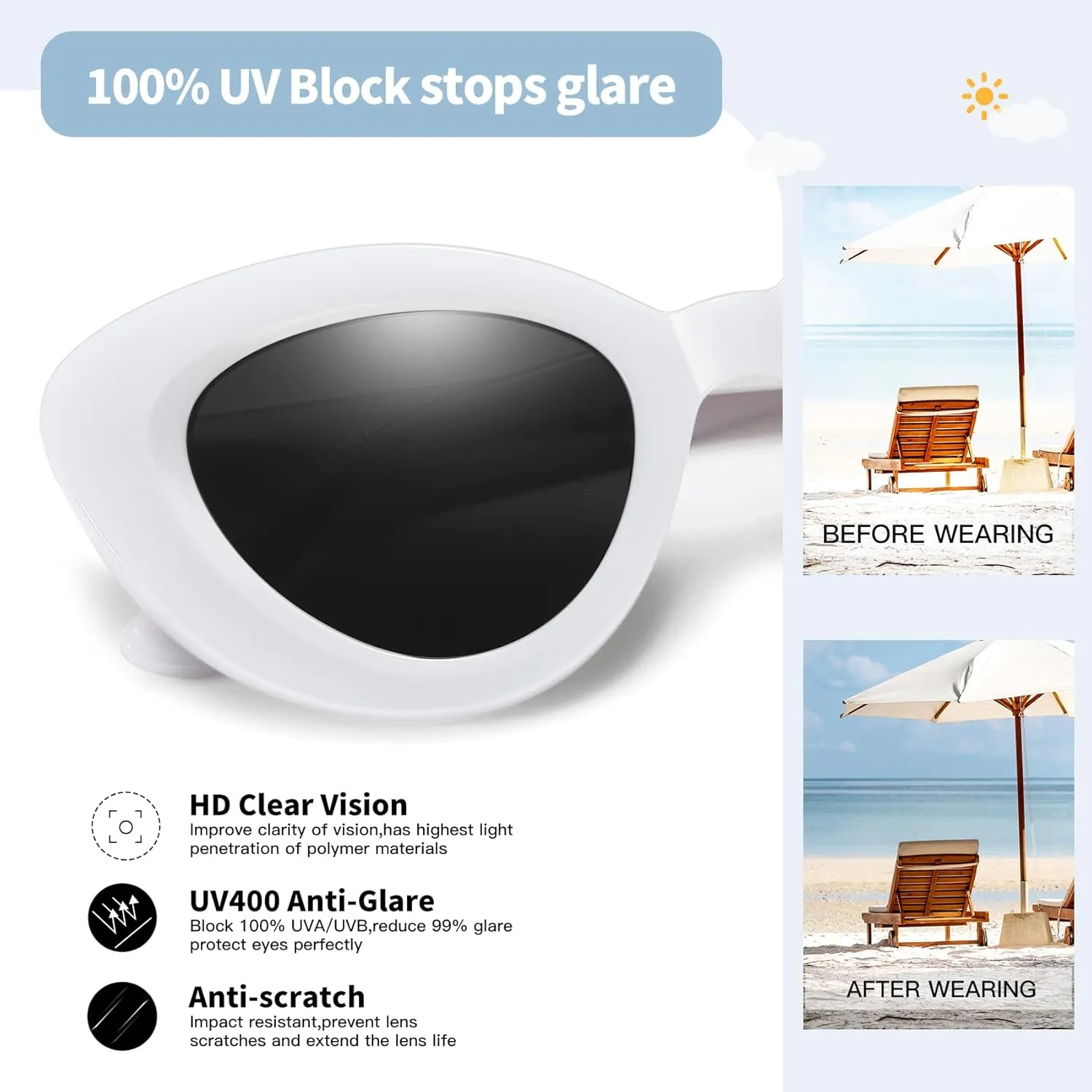 Cat Eye Sunglasses for Women, Trendy Retro UV Protection Sunglass, Stylish Vintage Cute Shades