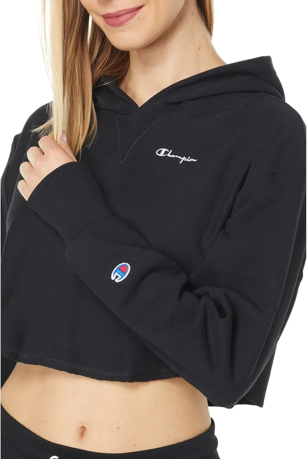 Champion Reverse Weave French Terry Crop Curve Hem Hoodie