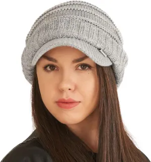 CHARM Slouchy Beanie Brim Hat - Mens Slouch Cap Womens Slouchy Knit w/Visor