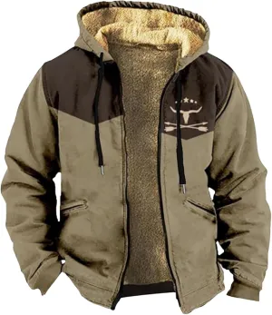 Christmas Hoodies for Men Heavyweight Sherpa Fleece Lined Heavyweight Sweatshirts Plus Size Full Zip Thick Winter Coats