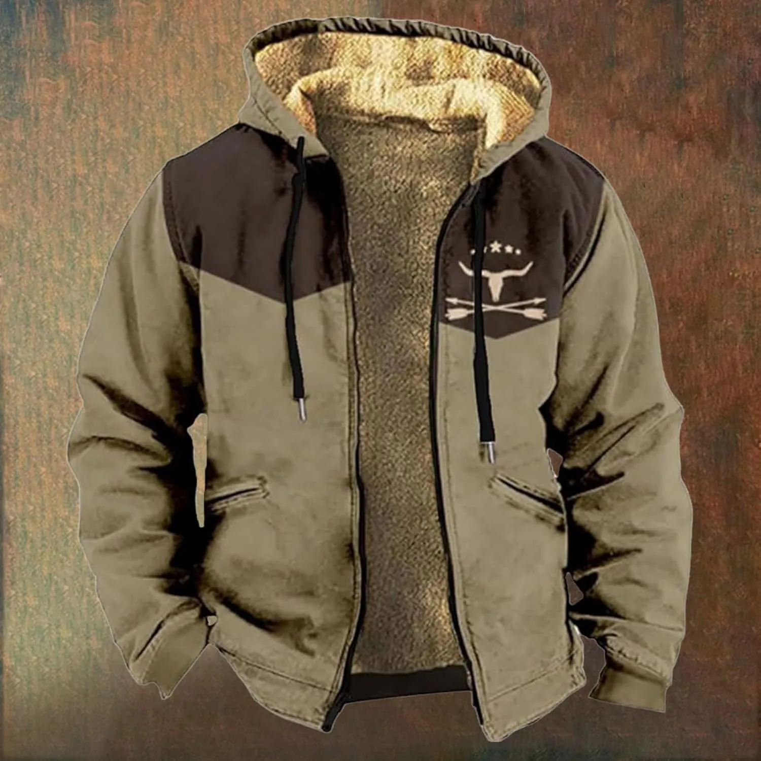 Christmas Hoodies for Men Heavyweight Sherpa Fleece Lined Heavyweight Sweatshirts Plus Size Full Zip Thick Winter Coats