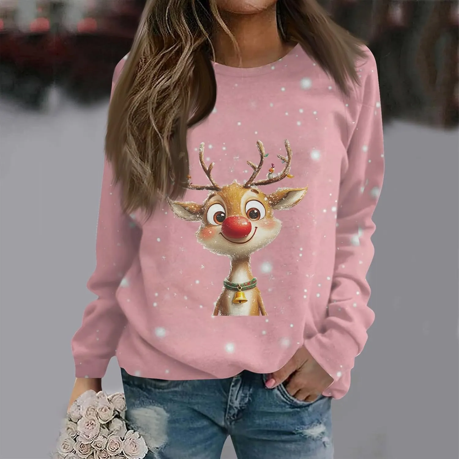 Christmas Sweatshirts For Women 2024 Xmas Tree Graphic Fall Wimter Clothes Crewneck Pullover Long Raglan Sleeve Top