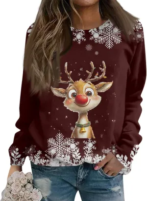 Christmas Sweatshirts For Women 2024 Xmas Tree Graphic Fall Wimter Clothes Crewneck Pullover Long Raglan Sleeve Top