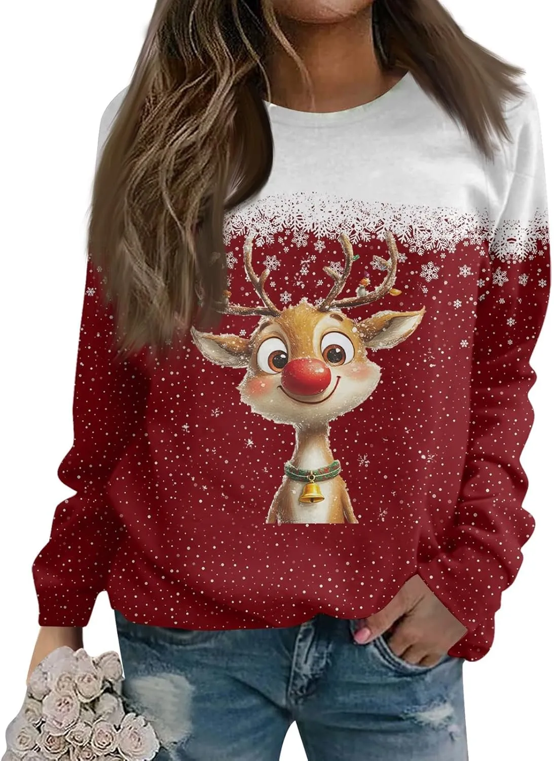 Christmas Sweatshirts For Women 2024 Xmas Tree Graphic Fall Wimter Clothes Crewneck Pullover Long Raglan Sleeve Top