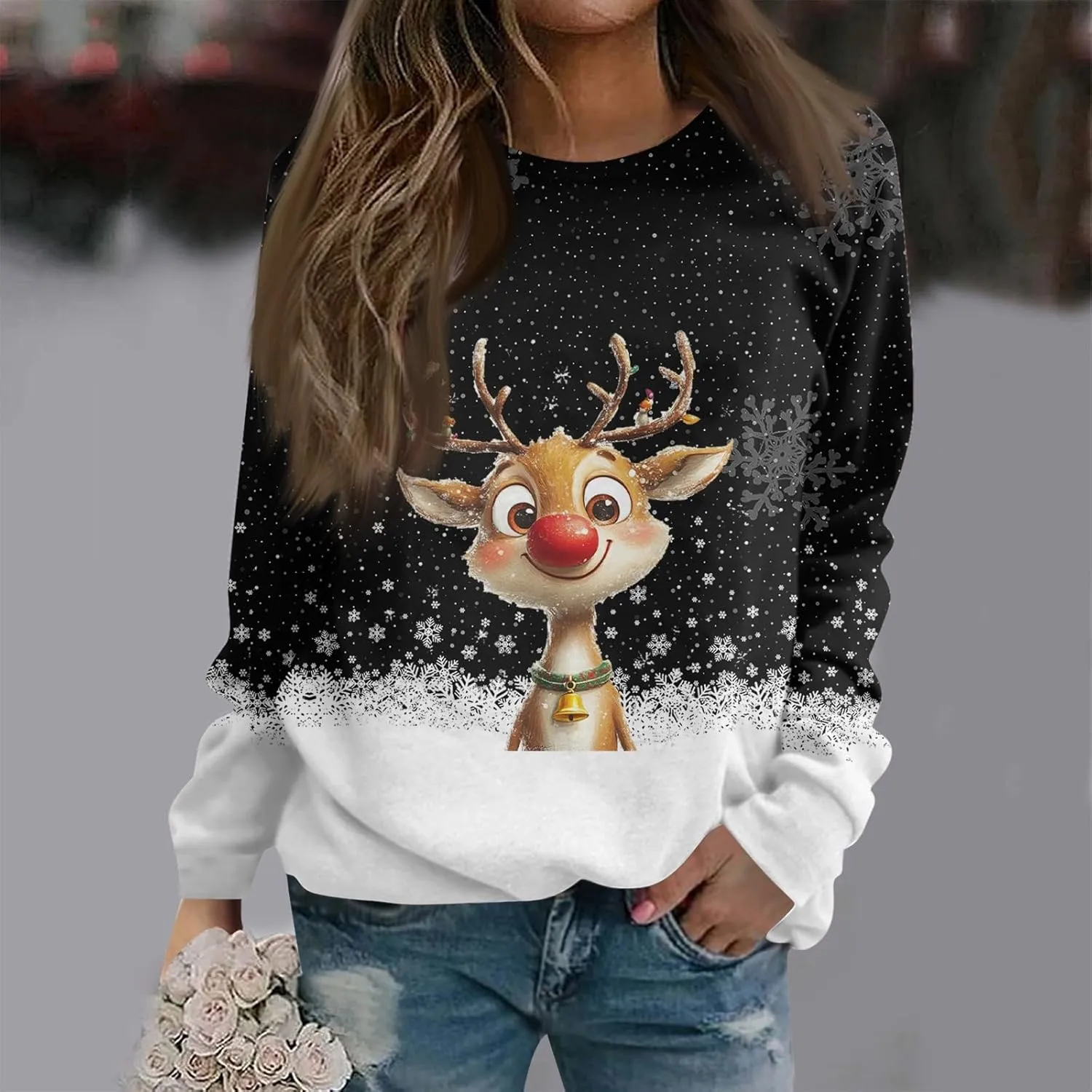 Christmas Sweatshirts For Women 2024 Xmas Tree Graphic Fall Wimter Clothes Crewneck Pullover Long Raglan Sleeve Top