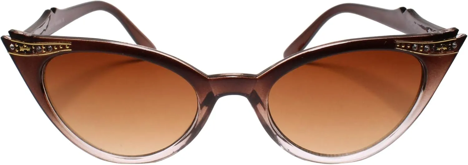 Classy Vintage Inspired Two Tone Frame Womens Cat Eye Sunglasses