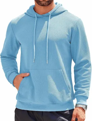 COOFANDY Men's Hooded Sweatshirts Long Sleeve Casual Waffle Knit Pullover Hoodies with Kanga Pocket