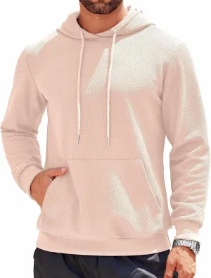 COOFANDY Men's Hooded Sweatshirts Long Sleeve Casual Waffle Knit Pullover Hoodies with Kanga Pocket