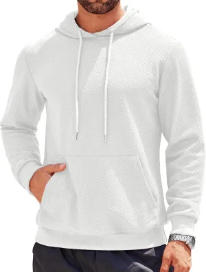 COOFANDY Men's Hooded Sweatshirts Long Sleeve Casual Waffle Knit Pullover Hoodies with Kanga Pocket