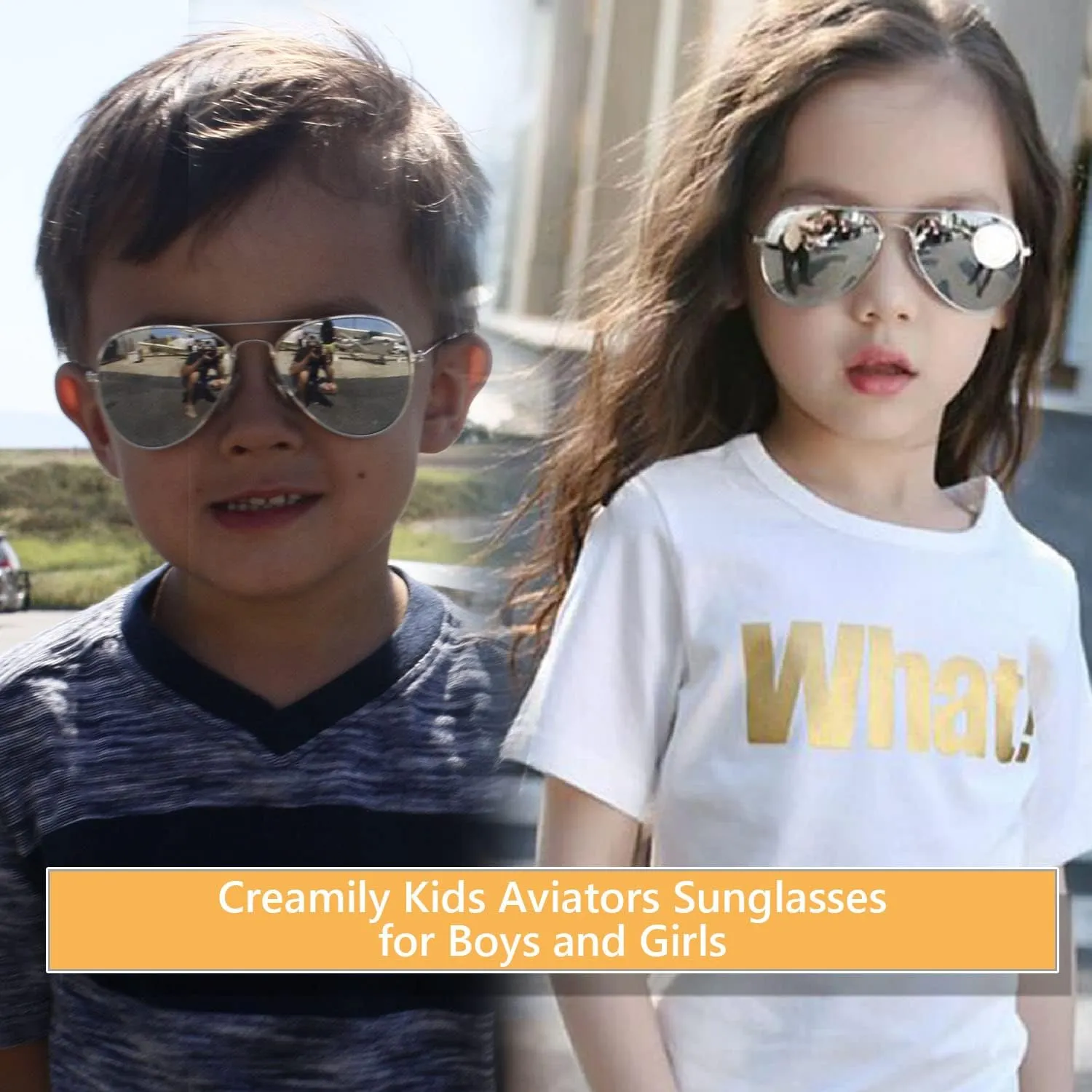 Creamily Kids Aviator Sunglasses UV Protection Aviator Sunglasses for Little Girls Boys Age 2-9