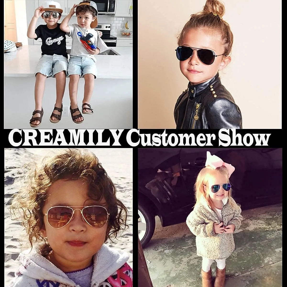 Creamily Kids Aviator Sunglasses UV Protection Aviator Sunglasses for Little Girls Boys Age 2-9