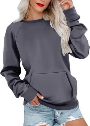 Crewneck Sweatshirts Women Oversized Long Sleeve Pullover Tops Relaxed Fit Comfy Fall Sweaters 2024 Preppy Clothes
