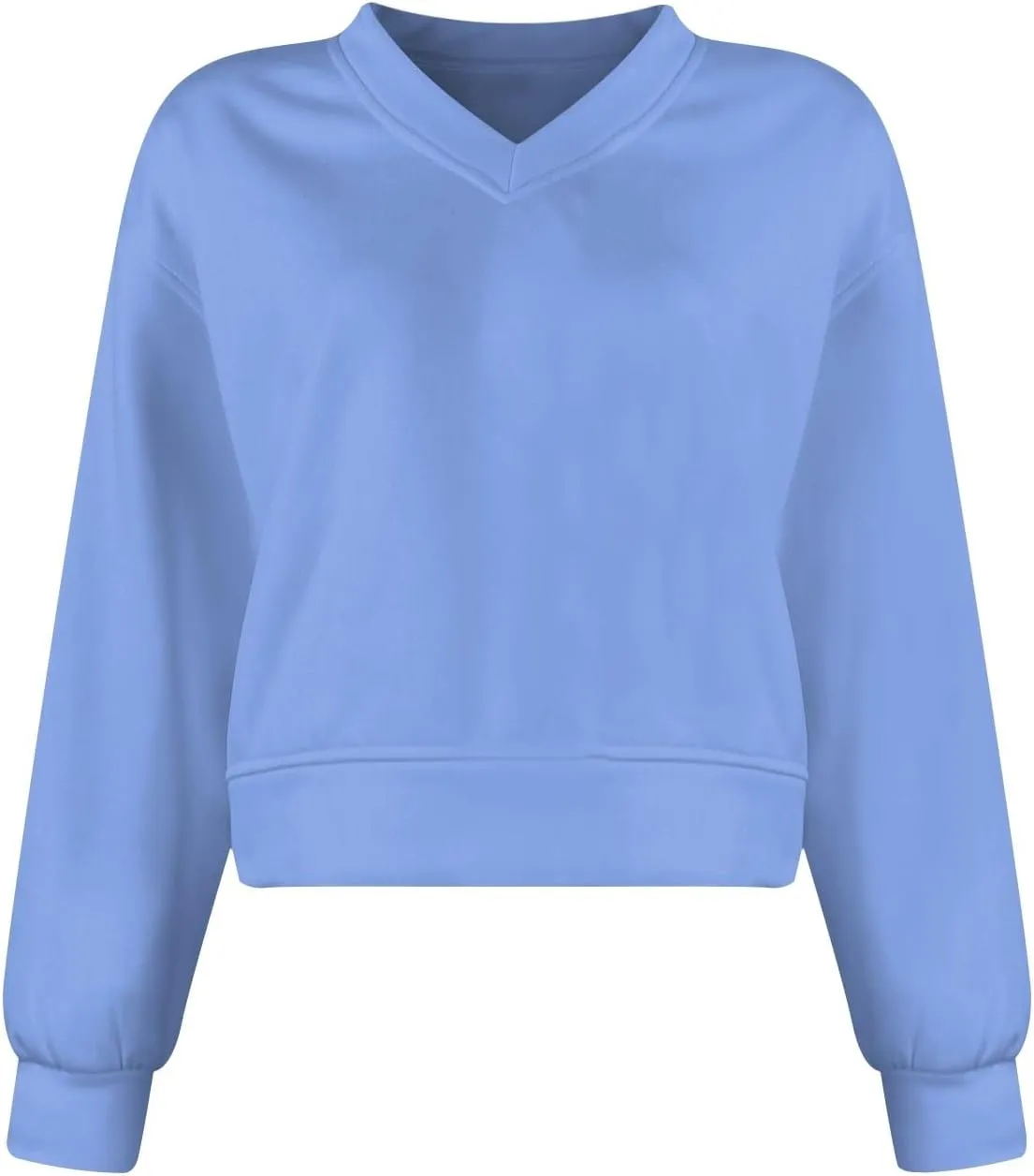 Cropped Sweatshirts for Women V Neck Workout Sweatshirt Fleece Lightweight Sweatshirts Long Sleeve Batwing Tops
