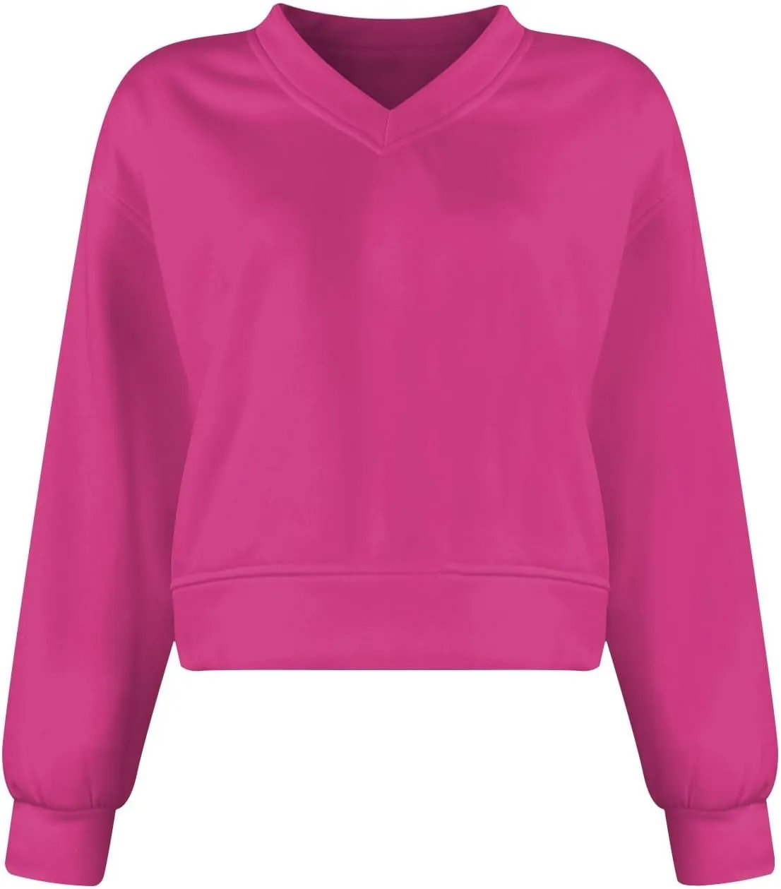 Cropped Sweatshirts for Women V Neck Workout Sweatshirt Fleece Lightweight Sweatshirts Long Sleeve Batwing Tops