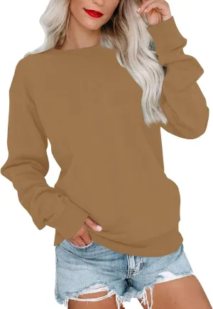 Cute Fall Sweatshirts For Women Crew Neck Lightweight Pullover Gradient Color Oversized Sweatshirt Trendy Sweaters