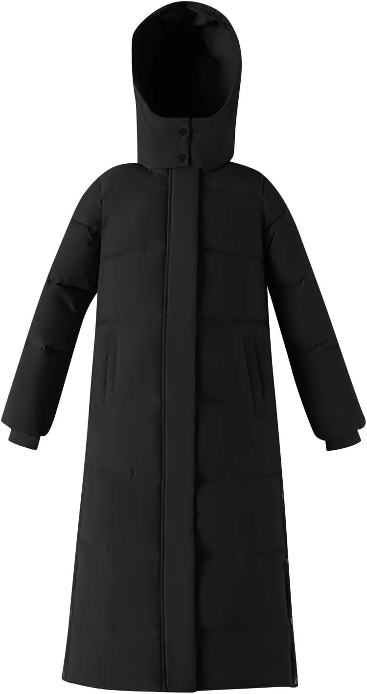 Dademeo Women's Long Cotton Coat Winter Fashion Ankle-Length Thickened Cotton Puffer Down Jacket Warm Overcoat Trench Coat