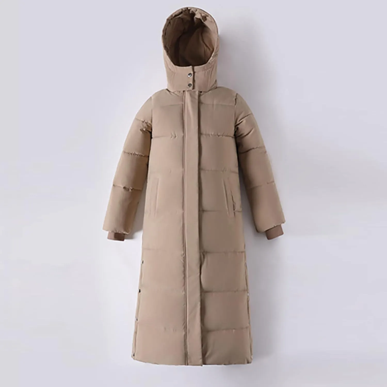 Dademeo Women's Long Cotton Coat Winter Fashion Ankle-Length Thickened Cotton Puffer Down Jacket Warm Overcoat Trench Coat