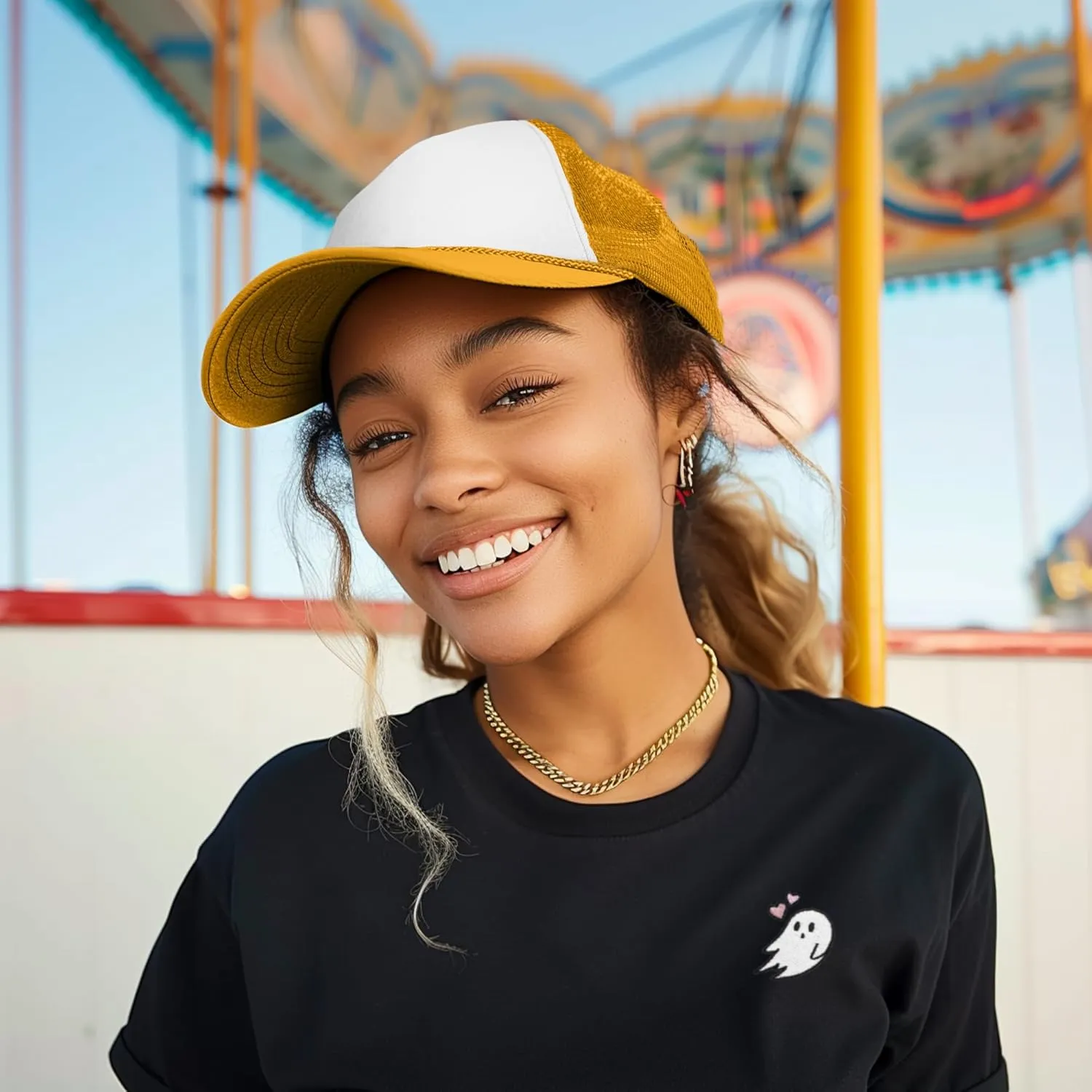 DALIX Two Tone Trucker Hat Summer Mesh Cap with Adjustable Snapback Strap