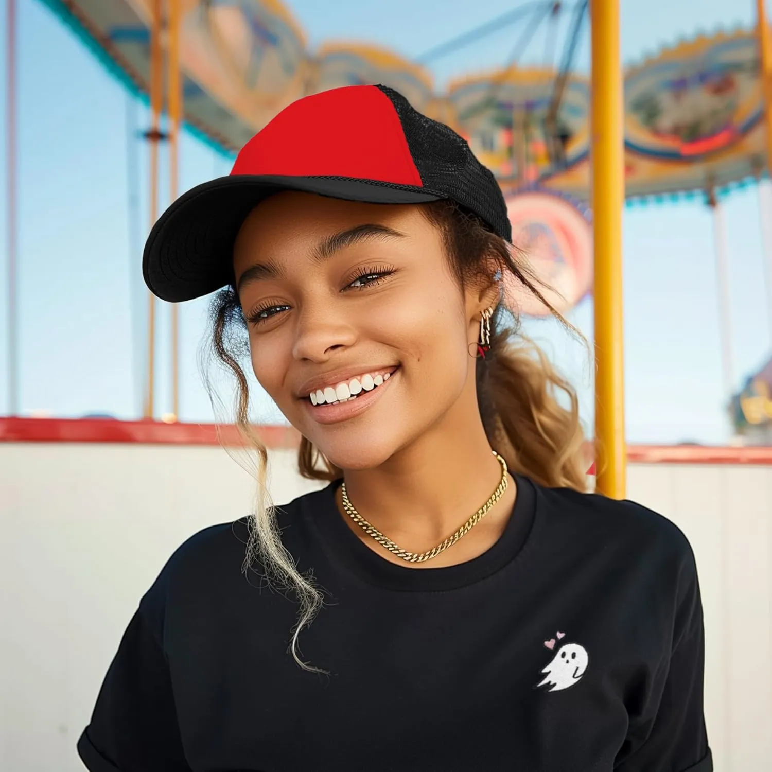 DALIX Two Tone Trucker Hat Summer Mesh Cap with Adjustable Snapback Strap
