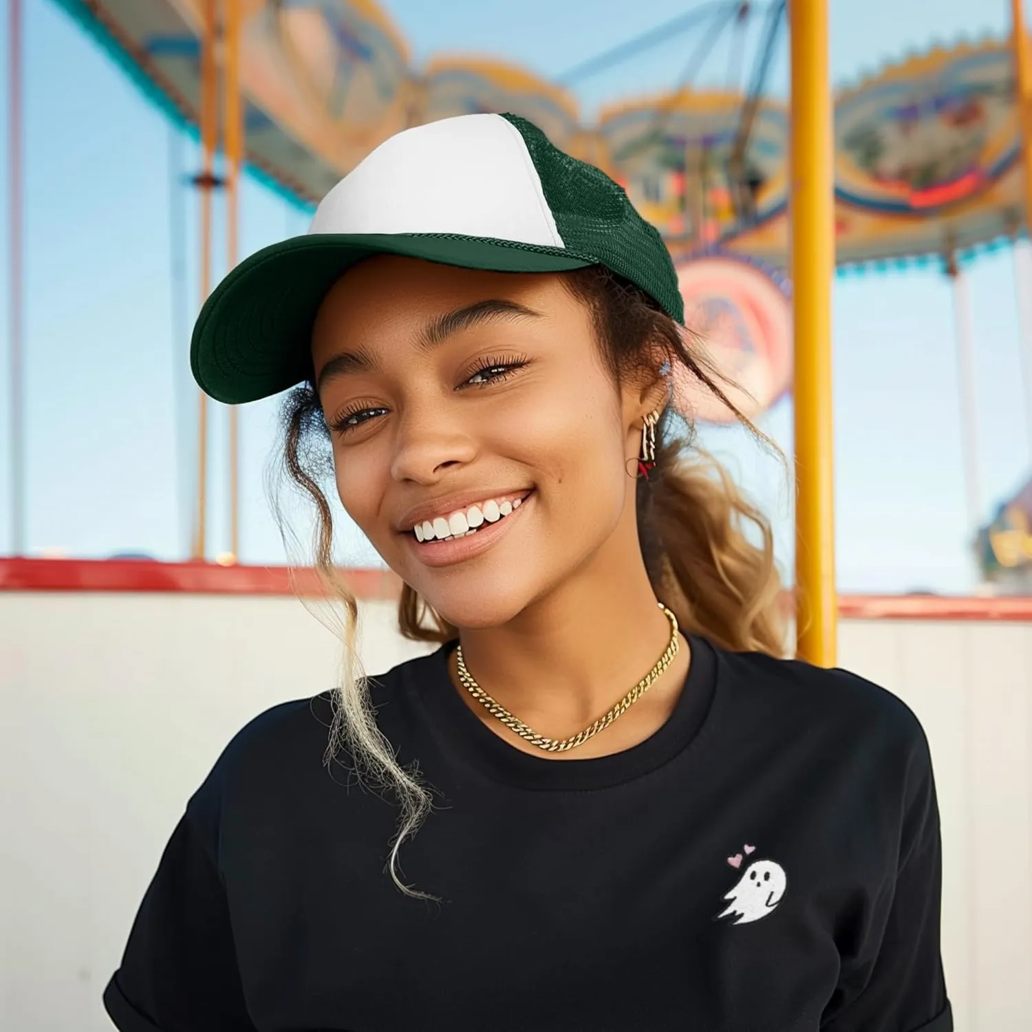 DALIX Two Tone Trucker Hat Summer Mesh Cap with Adjustable Snapback Strap