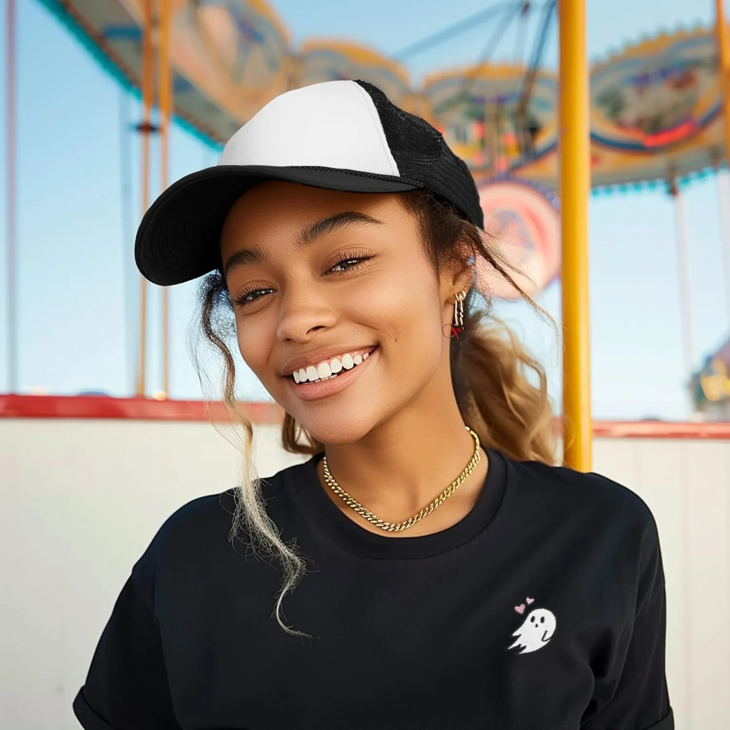 DALIX Two Tone Trucker Hat Summer Mesh Cap with Adjustable Snapback Strap