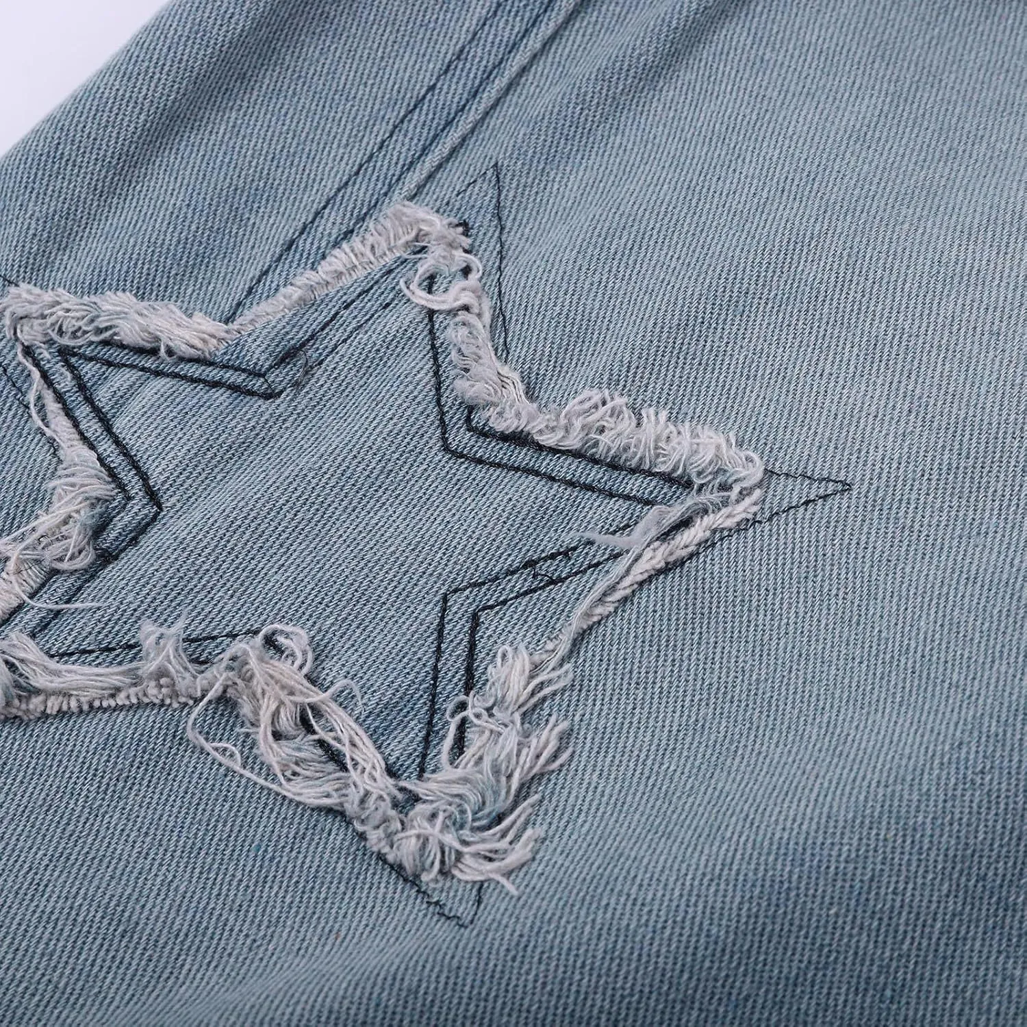 Denim Jeans for Men Relaxed Fit Straight Wide Leg Denim Pants Distressed Washed Jeans Hip Hop Trousers Streetwear