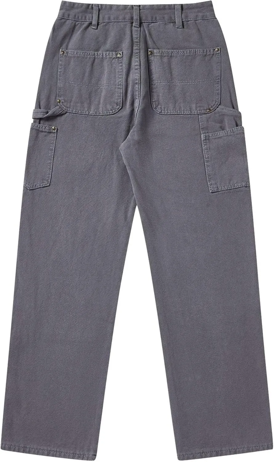 DGHM-JLMY Men's Workwear Carpenter Jeans Relaxed Fit Work Pants Jean Double-Front Utility Logger Jean Trousers