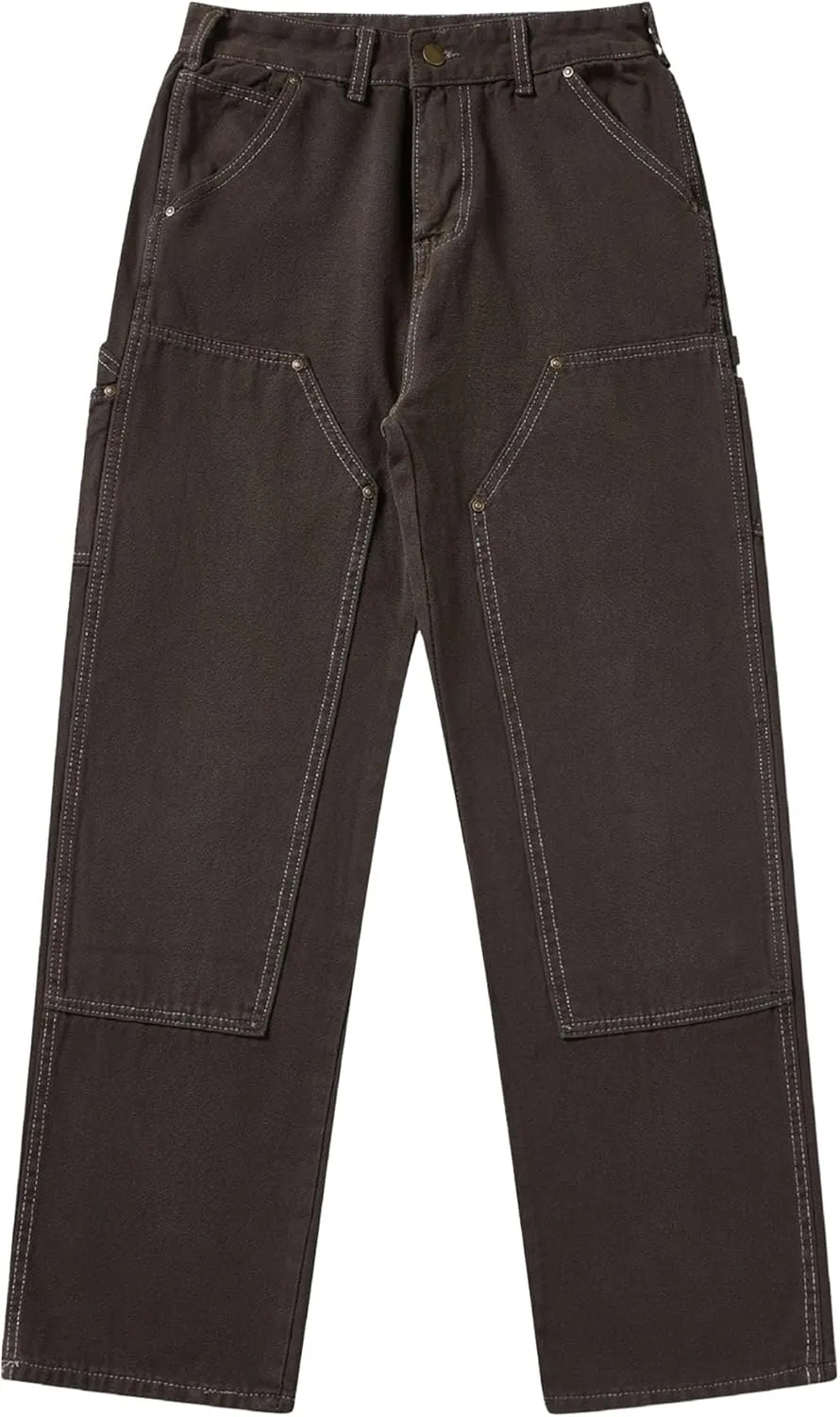 DGHM-JLMY Men's Workwear Carpenter Jeans Relaxed Fit Work Pants Jean Double-Front Utility Logger Jean Trousers