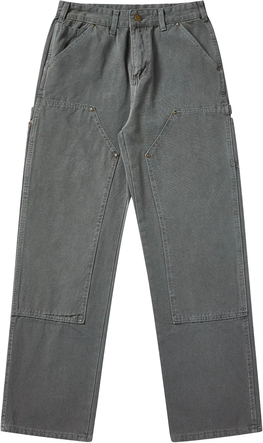 DGHM-JLMY Men's Workwear Carpenter Jeans Relaxed Fit Work Pants Jean Double-Front Utility Logger Jean Trousers