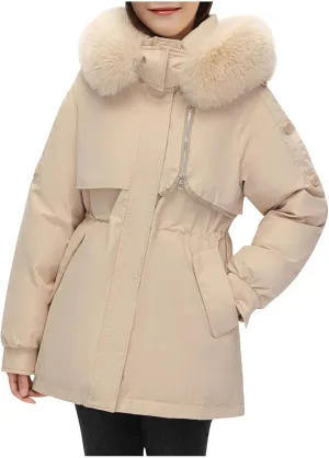 Down jackets down jacket Winter Puffer Jackets For Women Warm Thicken Parka Coat With Removable Fur Hood