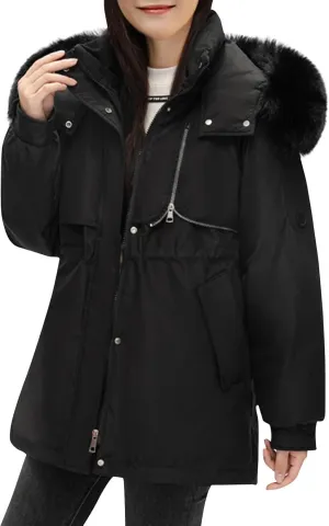 Down jackets down jacket Winter Puffer Jackets For Women Warm Thicken Parka Coat With Removable Fur Hood